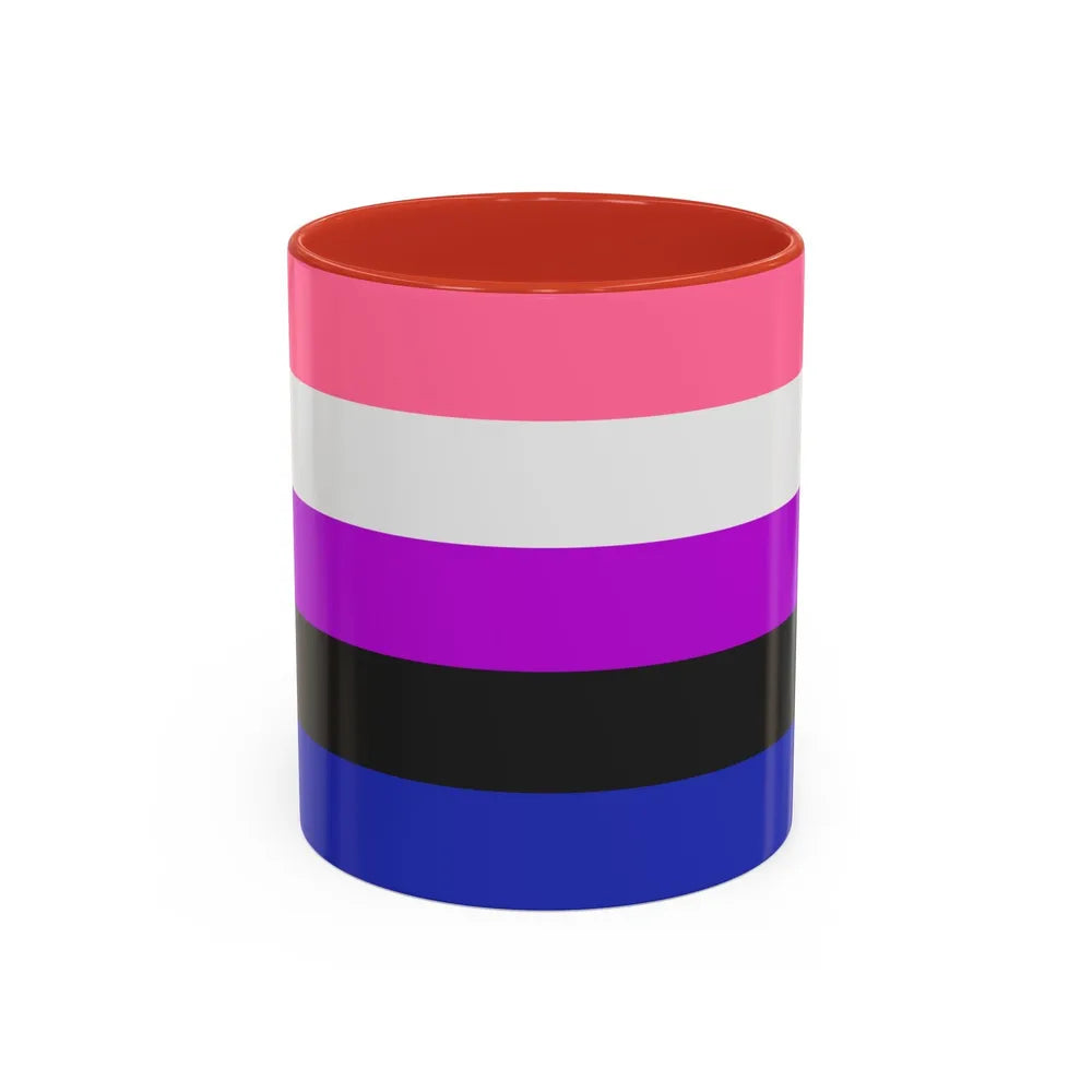 Genderfluidity Pride Flag - Accent Coffee Mug-11oz-Red-Go Mug Yourself