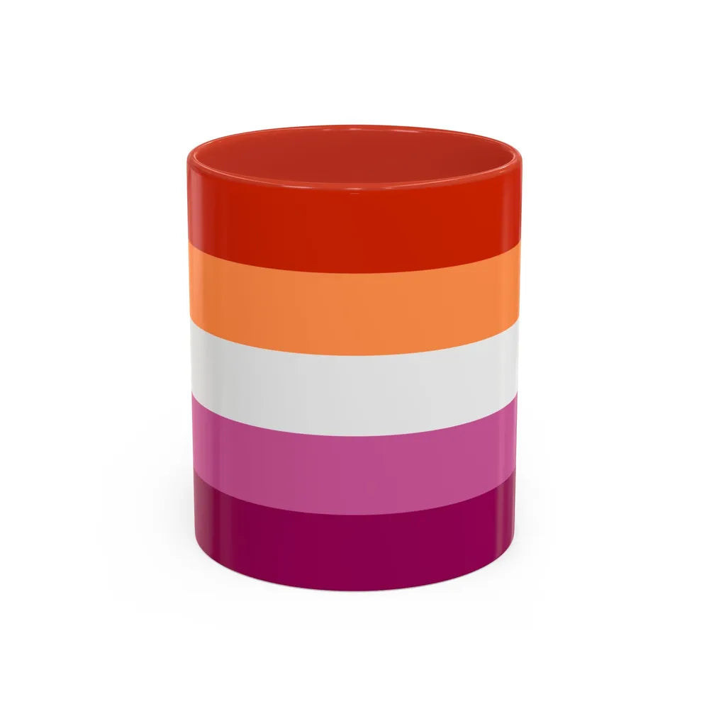 Lesbian 3 Pride Flag - Accent Coffee Mug-11oz-Red-Go Mug Yourself