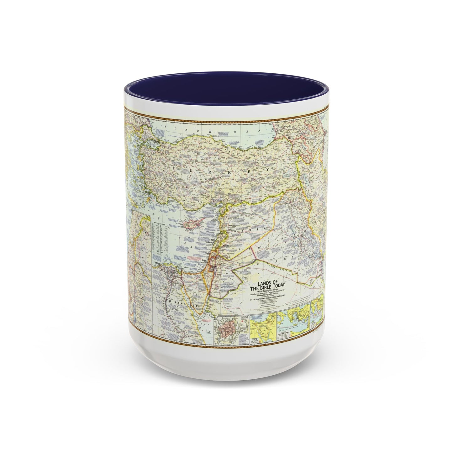 Middle East - Lands of the Bible Today (1967) (Map) Accent Coffee Mug