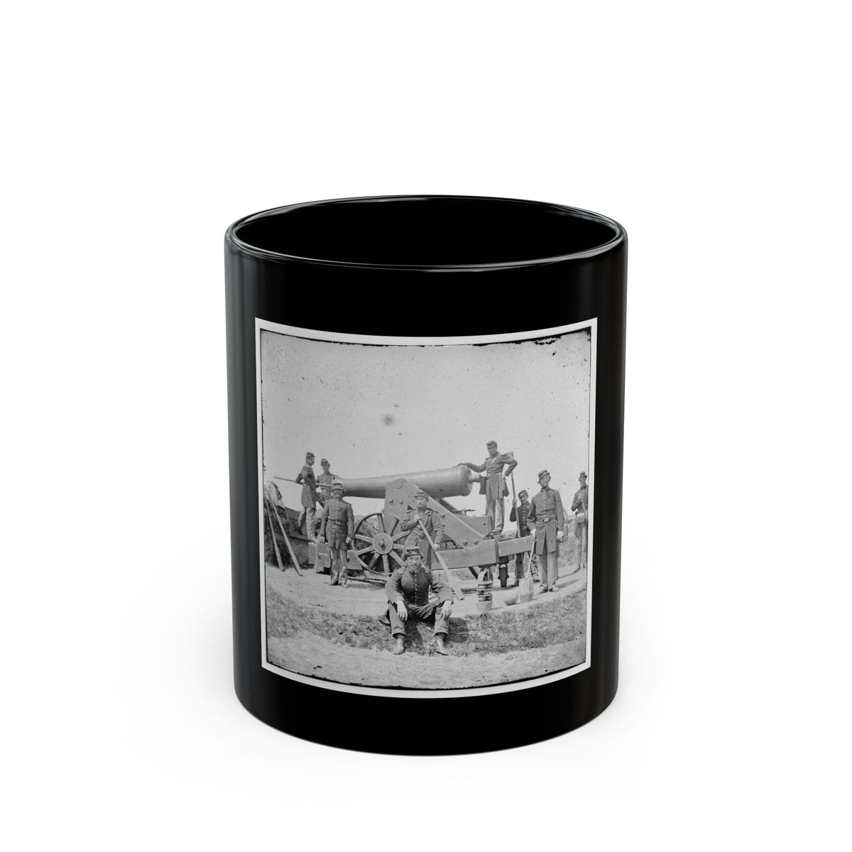Arlington, Va.  Soldiers With 24-Pdr. Siege Gun On Wooden Barbette Carriage At Fort Corcoran (U.S. Civil War) Black Coffee Mug
