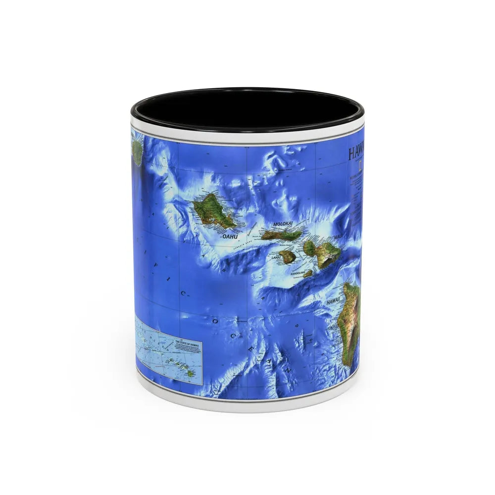 USA - Hawaii (1995) (Map) Accent Coffee Mug-11oz-Black-Go Mug Yourself