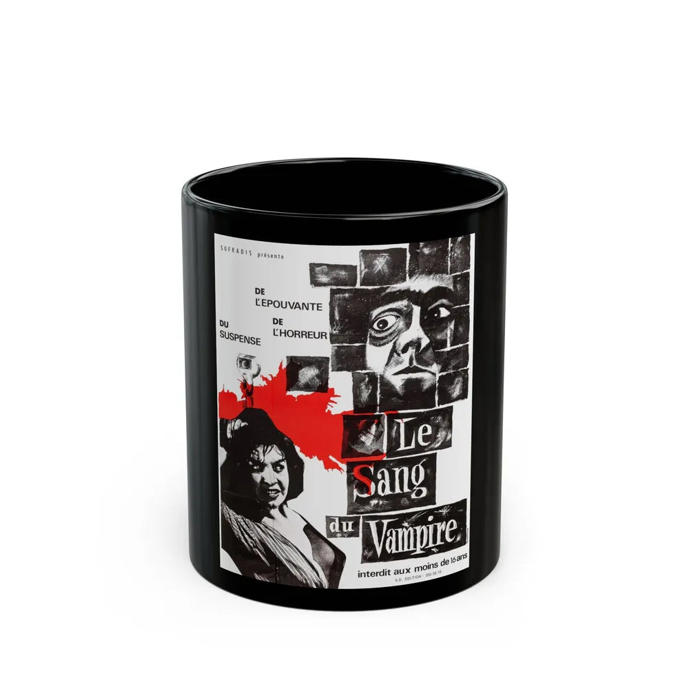 BLOOD OF THE VAMPIRE (FRENCH) 2 1958 Movie Poster - Black Coffee Mug-11oz-Go Mug Yourself