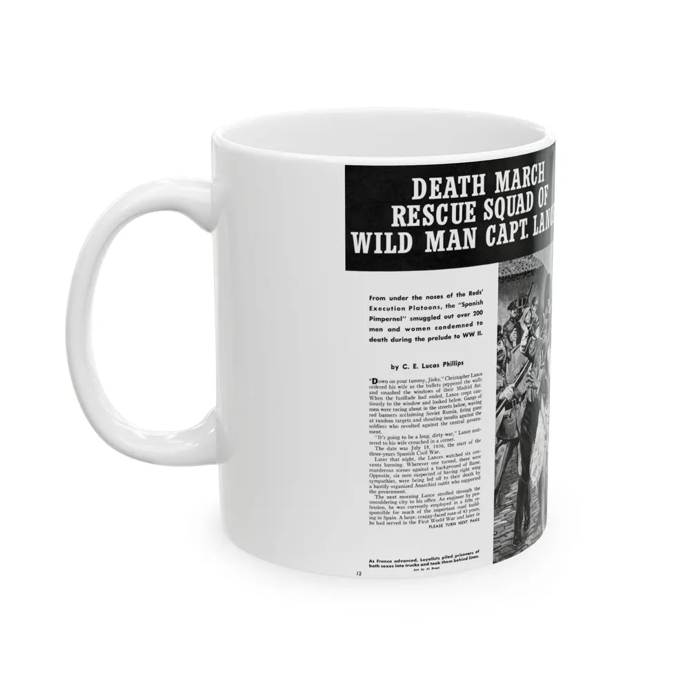 Death March Rescue Squad of Wild Man Capt. Lance, For Men Only, March 1961 - White Coffee Mug-Go Mug Yourself