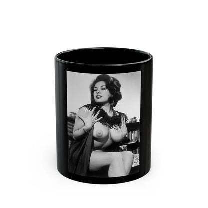 June Palmer #348 - Topless (Vintage Female Icon) Black Coffee Mug-11oz-Go Mug Yourself