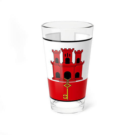 Flag of Gibraltar bordered (United Kingdom) Pint Glass 16oz