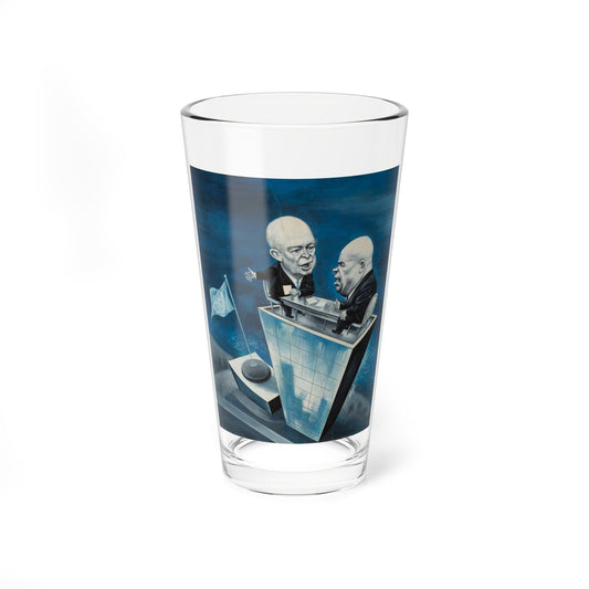 Ike and Kruschev, Newsweek magazine preliminary illustration, September 21, 1959 - Pint Glass 16oz