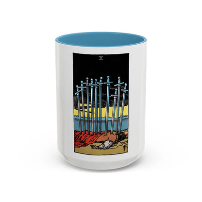 The 10 of Swords (Tarot Card) Accent Coffee Mug-15oz-Light Blue-Go Mug Yourself