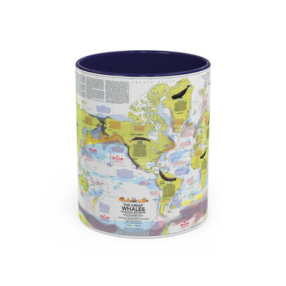 Great Whales, Migration and Range (1976) (Map) Accent Coffee Mug