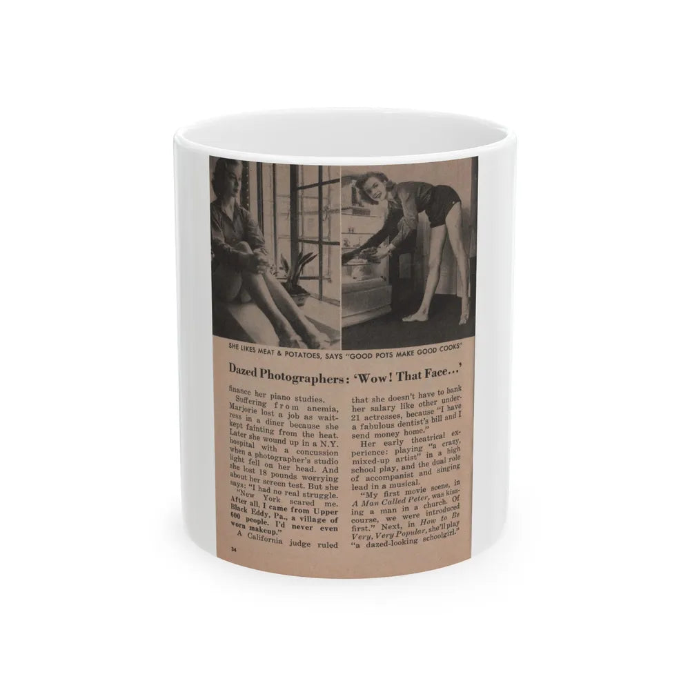 Leslie Parrish #155 - People Pocket Mag. 5-4-55 - 2 B&W Photos & Article Ending (Vintage Female Icon) White Coffee Mug-11oz-Go Mug Yourself