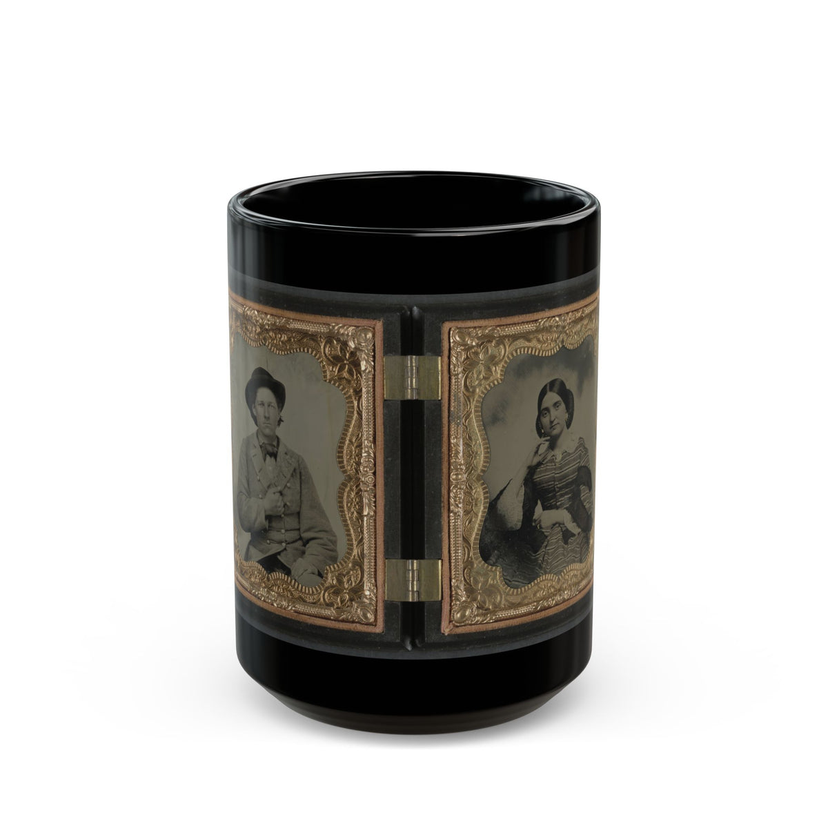 Unidentified Soldier In Confederate Uniform And Unidentified Woman (U.S. Civil War) Black Coffee Mug