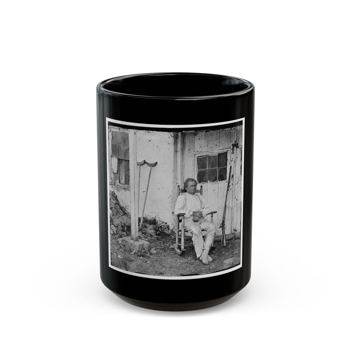 Gettysburg, Pa. John L. Burns, The  Old Hero Of Gettysburg,  With Gun And Crutches (U.S. Civil War) Black Coffee Mug