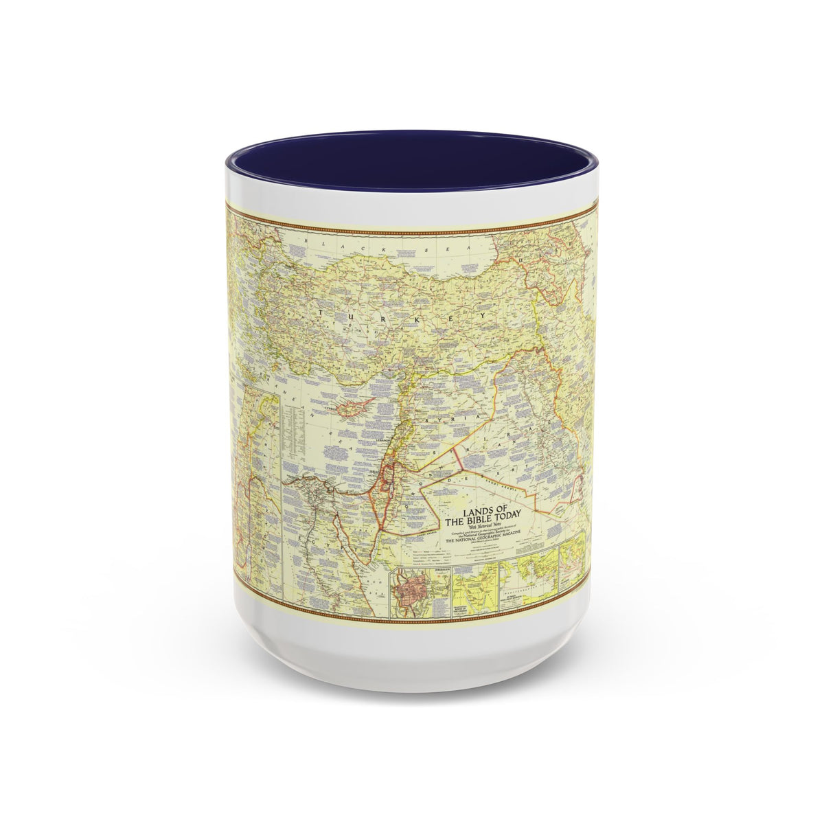 Middle East - Lands of the Bible Today (1956) (Map) Accent Coffee Mug