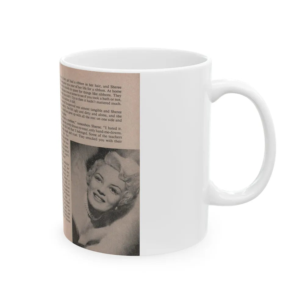 Sheree North #158 - Pages 22 & 23 from 66 PHOTOGRAPHS OF Sheree NORTH U.K. Pocket Mag. (Vintage Female Icon) White Coffee Mug-Go Mug Yourself