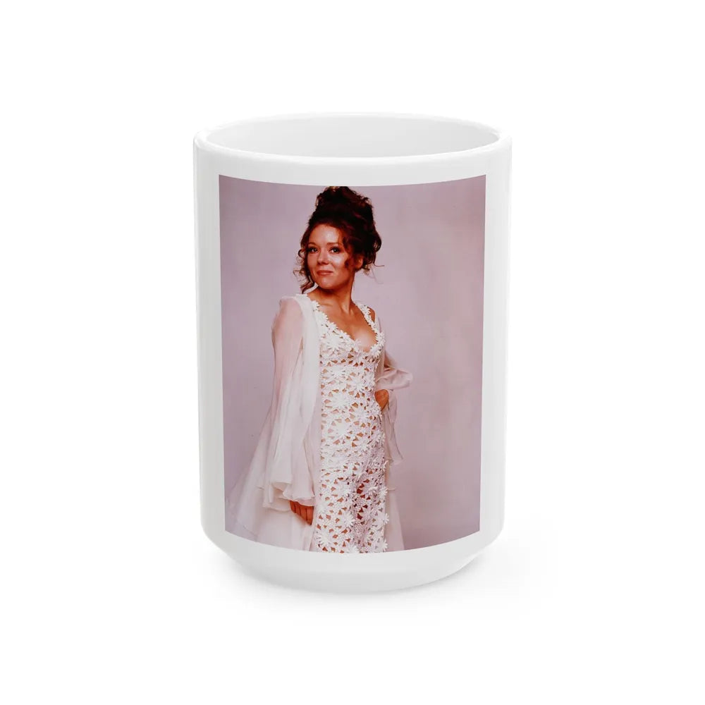 Diana Rigg #31 (Vintage Female Icon) White Coffee Mug-15oz-Go Mug Yourself