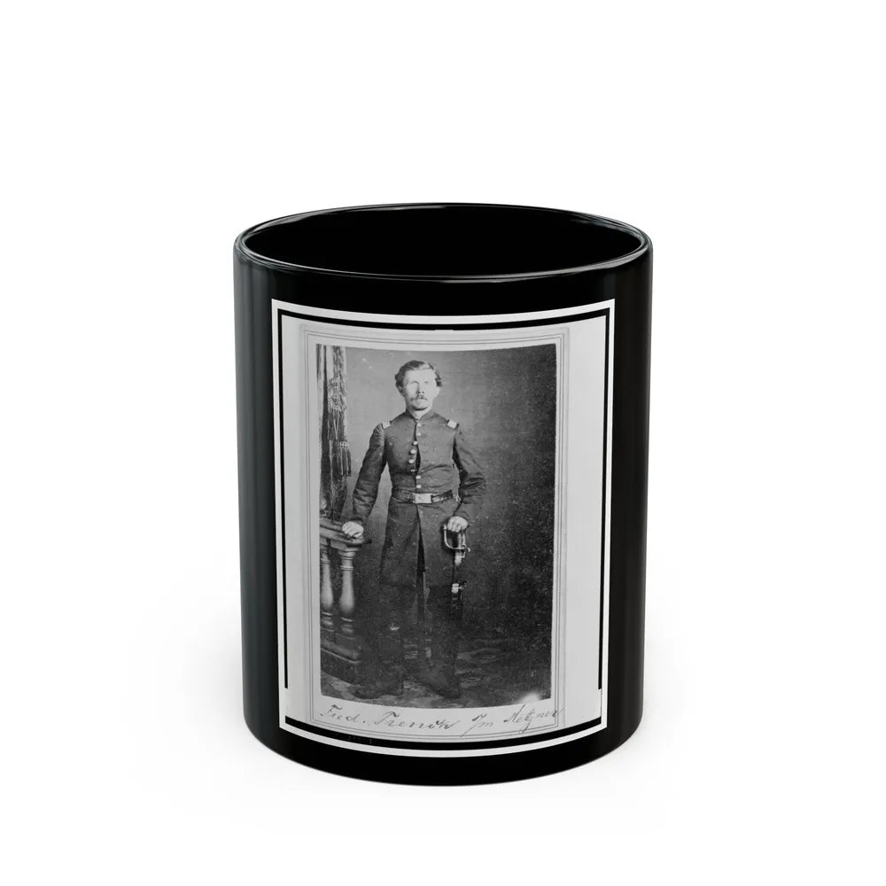 Captain Frederick Ned Trenk (Trenck), Union Officer In The 32nd Indiana Regiment, Full-Length Portrait, Standing, Facing Front (U.S. Civil War) Black Coffee Mug-11oz-Go Mug Yourself