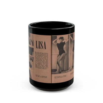 Lisa Montell #26 - 4 B&W Photos, Small Article & Captions from Pocket Pin-Ups Mag. '56 (Vintage Female Icon) Black Coffee Mug-15oz-Go Mug Yourself