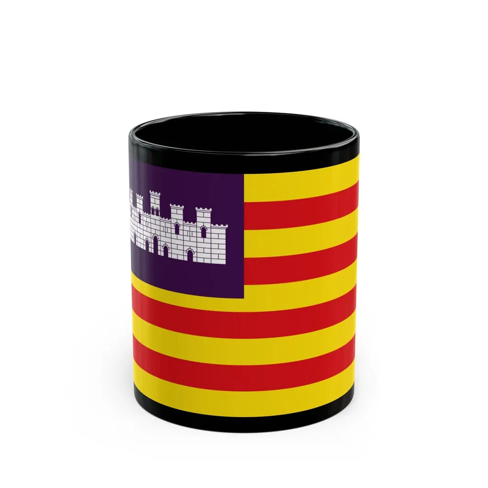 Flag of the Balearic Islands Spain - Black Coffee Mug-11oz-Go Mug Yourself