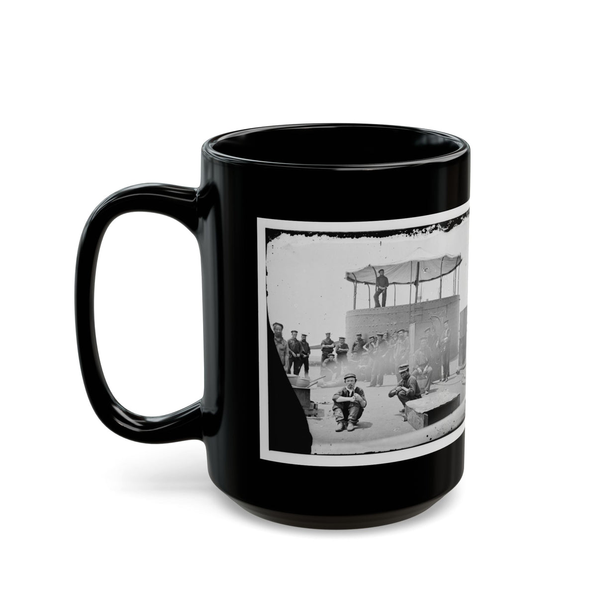 James River, Va. Sailors On Deck Of U.S.S. Monitor; Cookstove At Left (U.S. Civil War) Black Coffee Mug