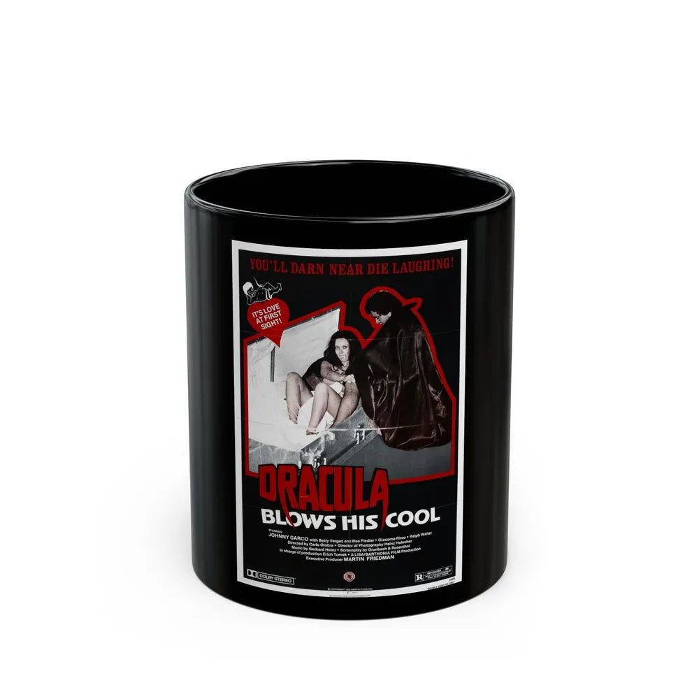 DRACULA BLOWS HIS COOL 1979 Movie Poster - Black Coffee Mug-11oz-Go Mug Yourself