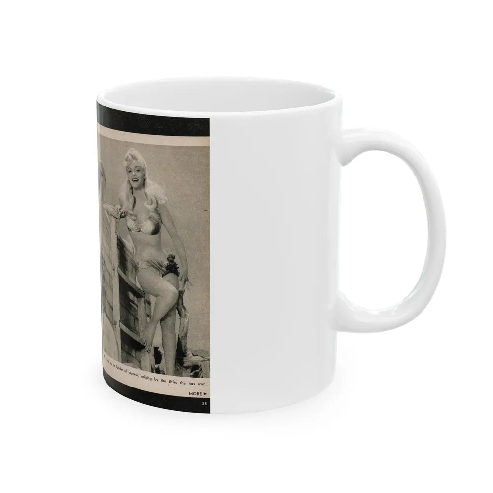 Lee Wilson #09 - Pages 4 & 5 of 7 Featuring, Lee+3 B&W Photos & Caption from PHOTO Digest Mag. November '53 (Vintage Female Icon) White Coffee Mug-Go Mug Yourself