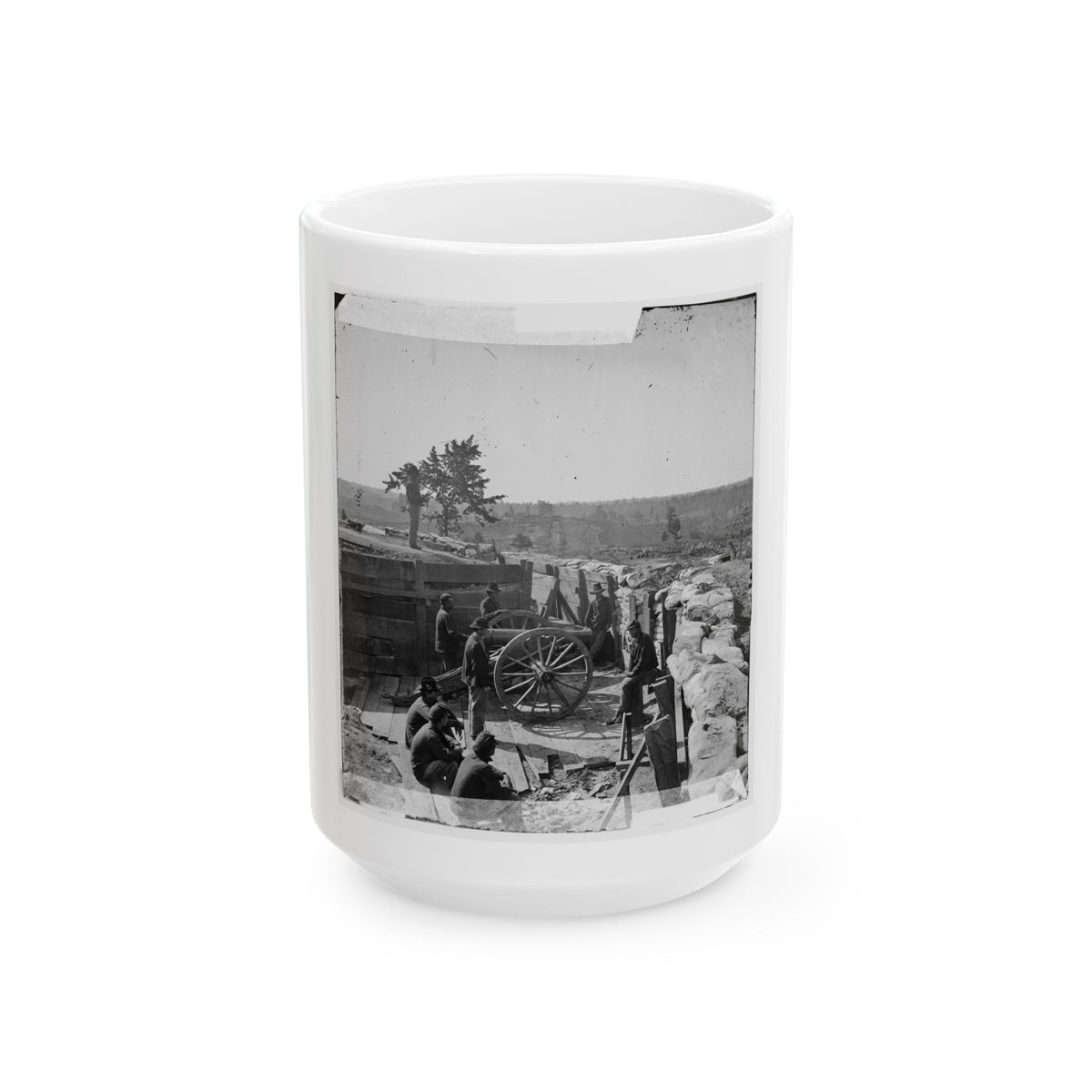 Atlanta, Ga. Federal Soldiers By Gun In Captured Fort (U.S. Civil War) White Coffee Mug