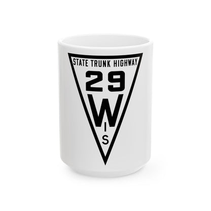 WIS 29 1919 (Wisconsin) (Road Sign) White Coffee Mug-15oz-Go Mug Yourself