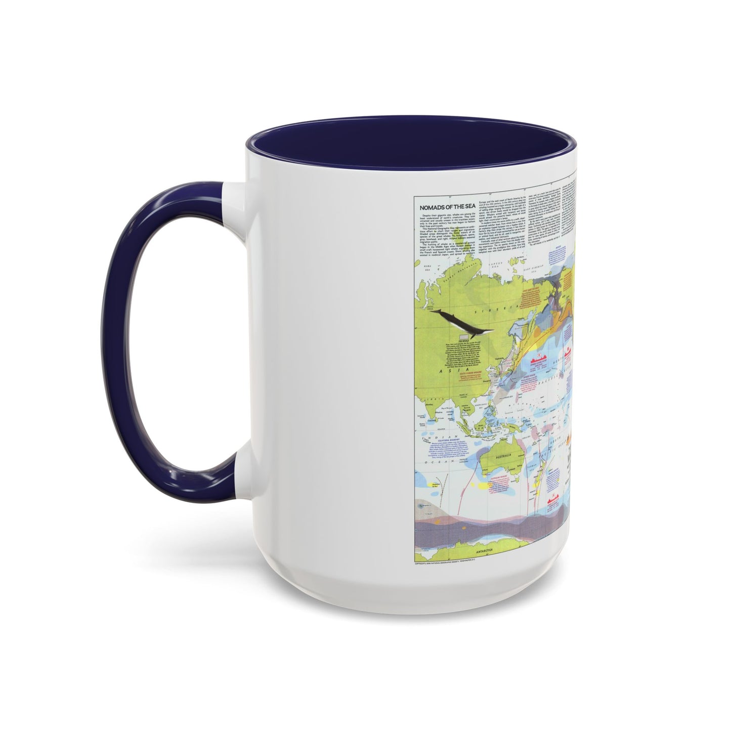 Great Whales, Migration and Range (1976) (Map) Accent Coffee Mug