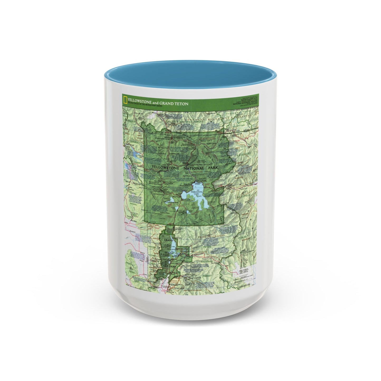 États-Unis - Yellowstone et Grand Teton 1 1989) (Carte) Tasse à café Accent