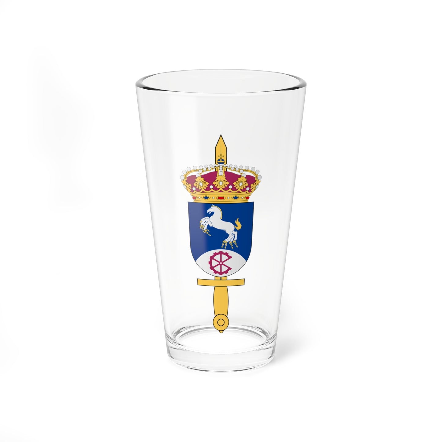 Verkstadsadministrativt centrum vapen (Sweden) (Coat of Arms) Pint Glass 16oz