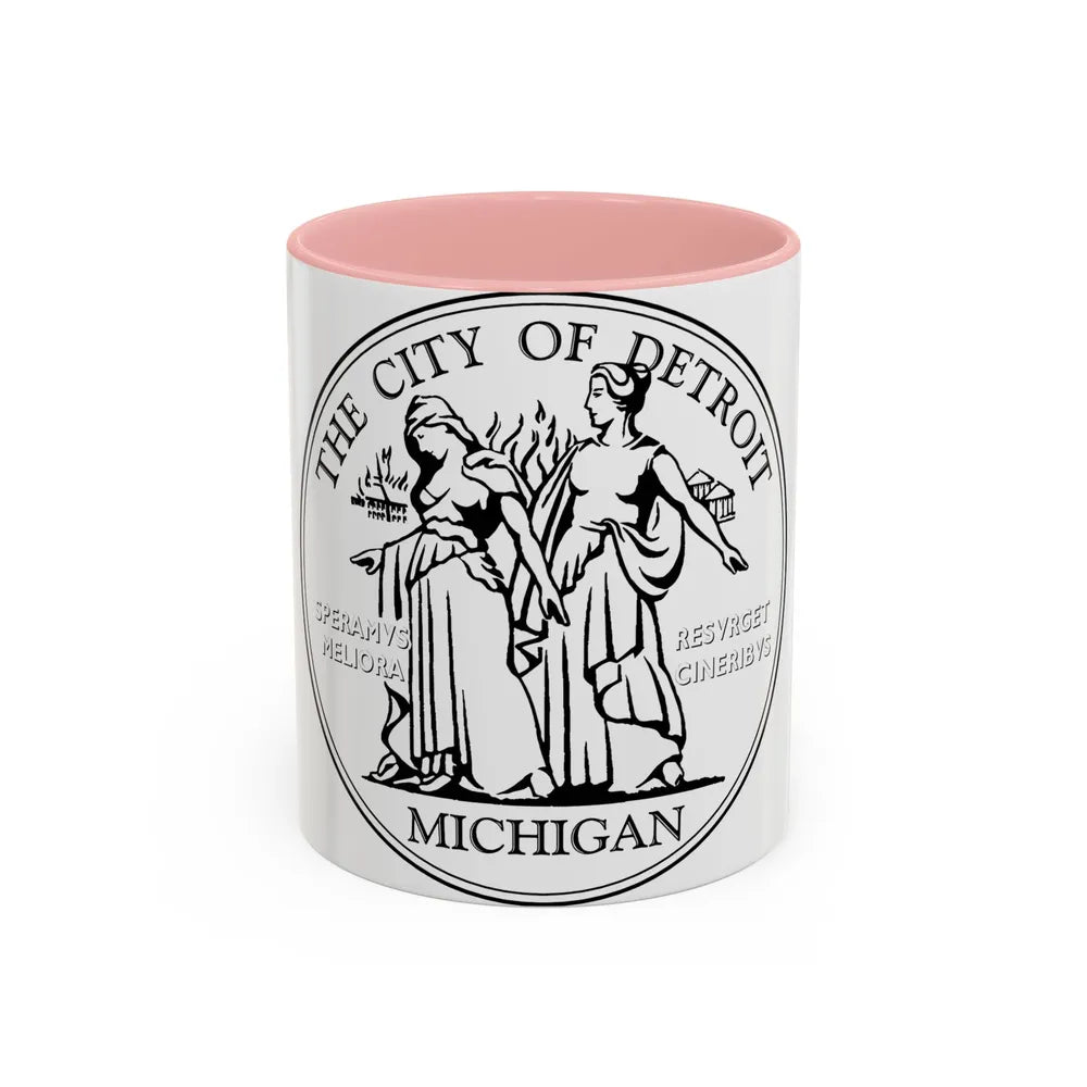 Seal of Detroit - Accent Coffee Mug-11oz-Pink-Go Mug Yourself