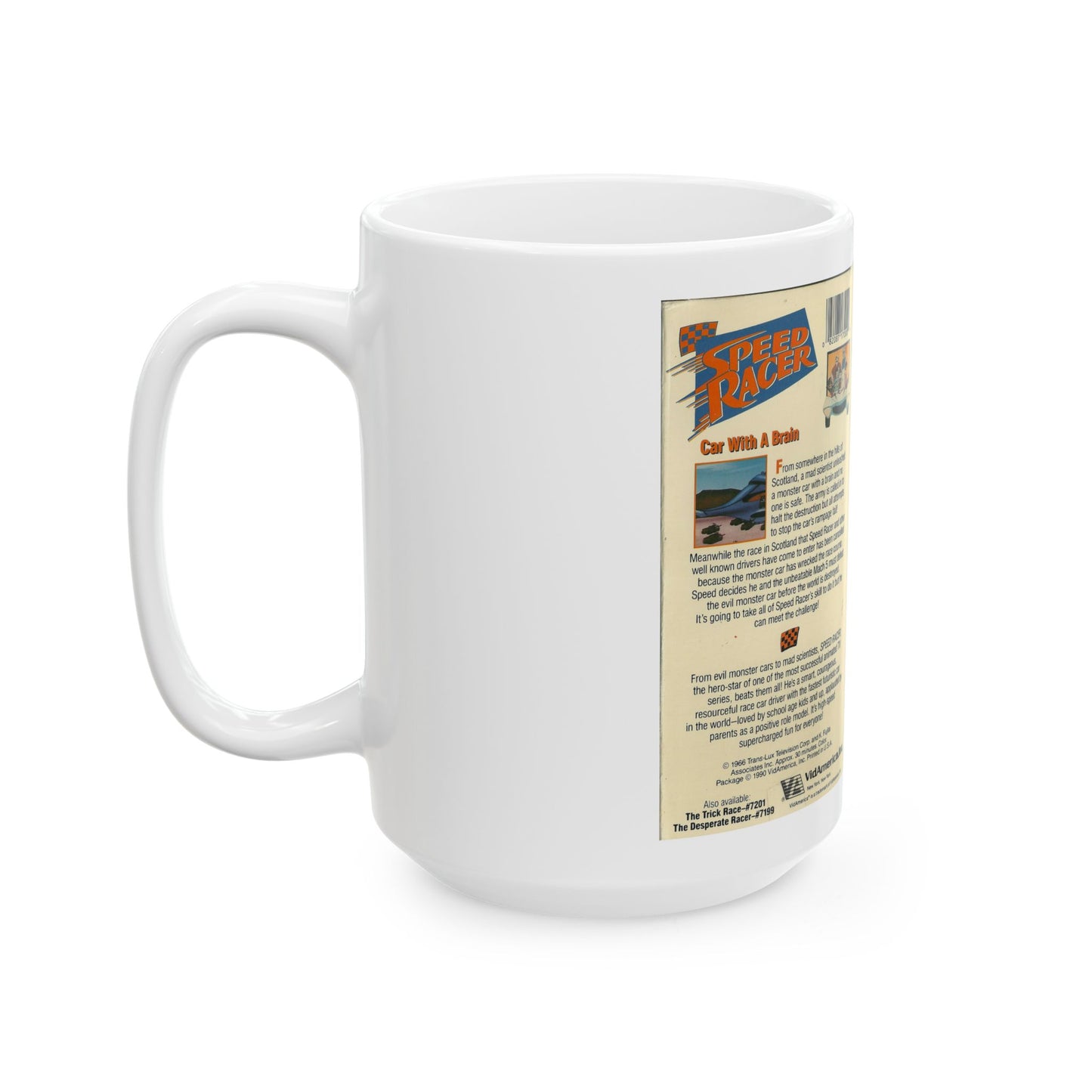 SPEED RACER CAR WITH A BRAIN (VHS COVER) - White Coffee Mug