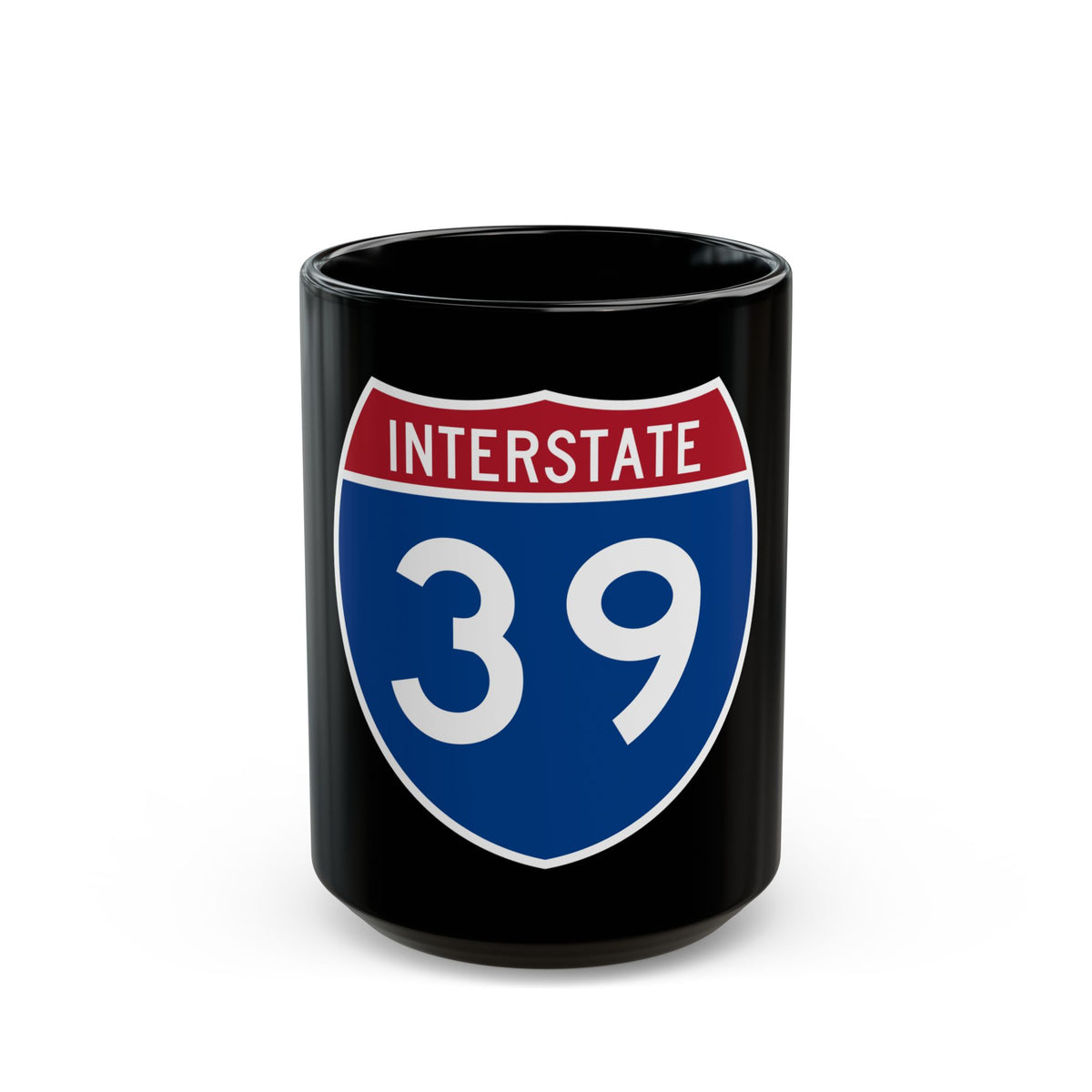 Interstate 39 (U.S. Highways) Black Coffee Mug