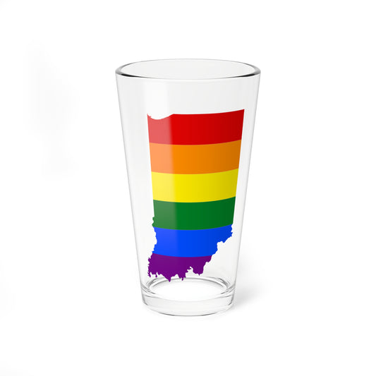 LGBT flag map of Indiana (United States) Pint Glass 16oz