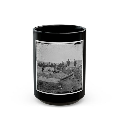 Group Of Federal Soldiers In Confederate Fort On Heights Of Centreville With Quaker Guns (U.S. Civil War) Black Coffee Mug