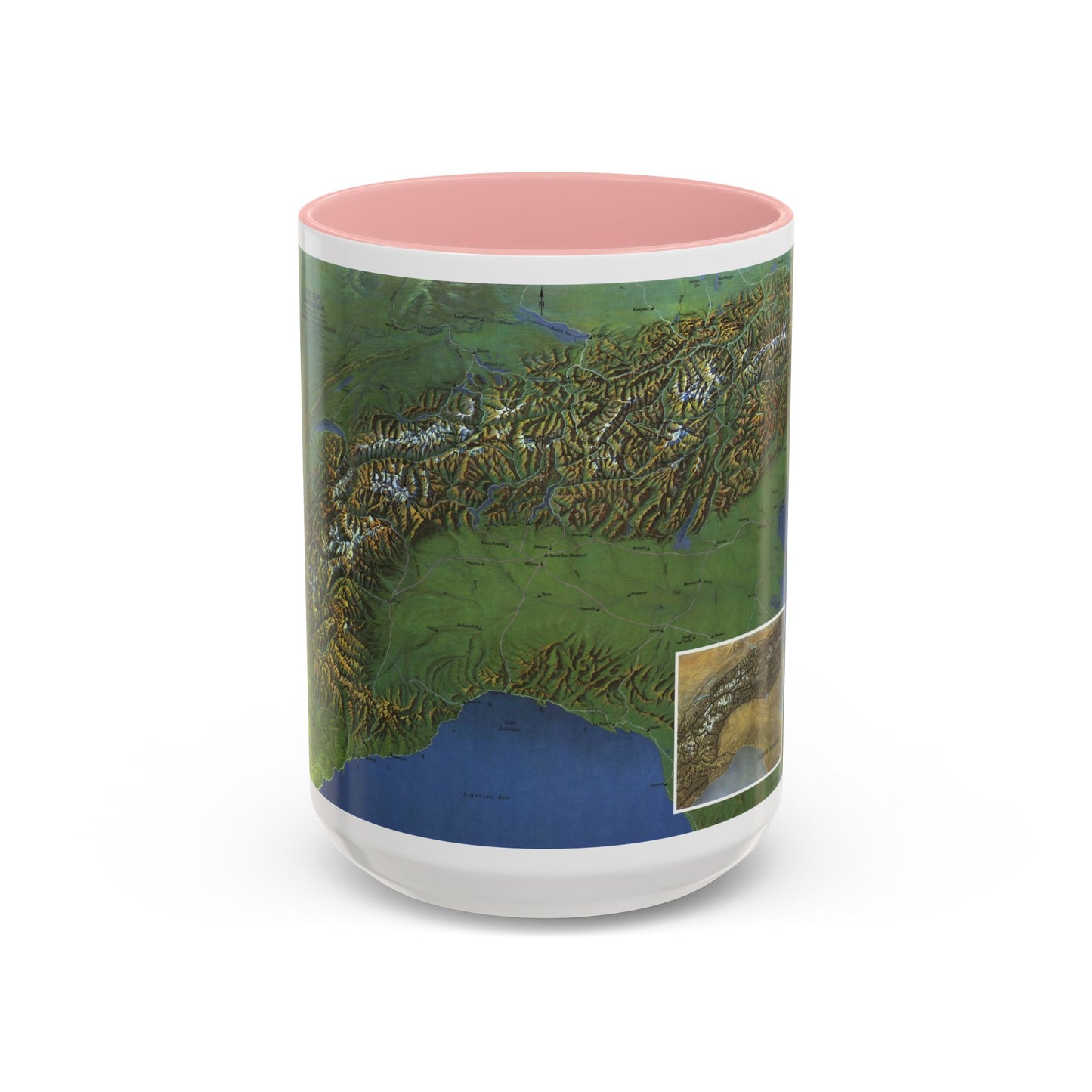 Alps, The - Europe's Backbone (1965) (Map) Accent Coffee Mug