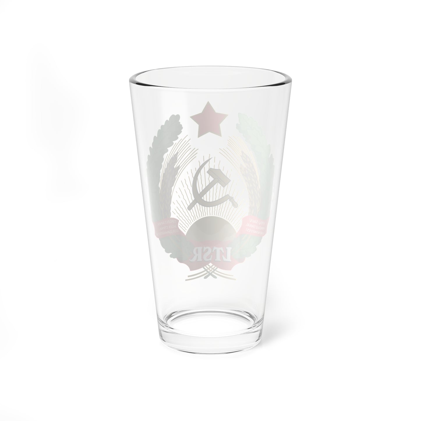 Emblem of Lithuanian SSR (Lithuania) (Coat of Arms) Pint Glass 16oz