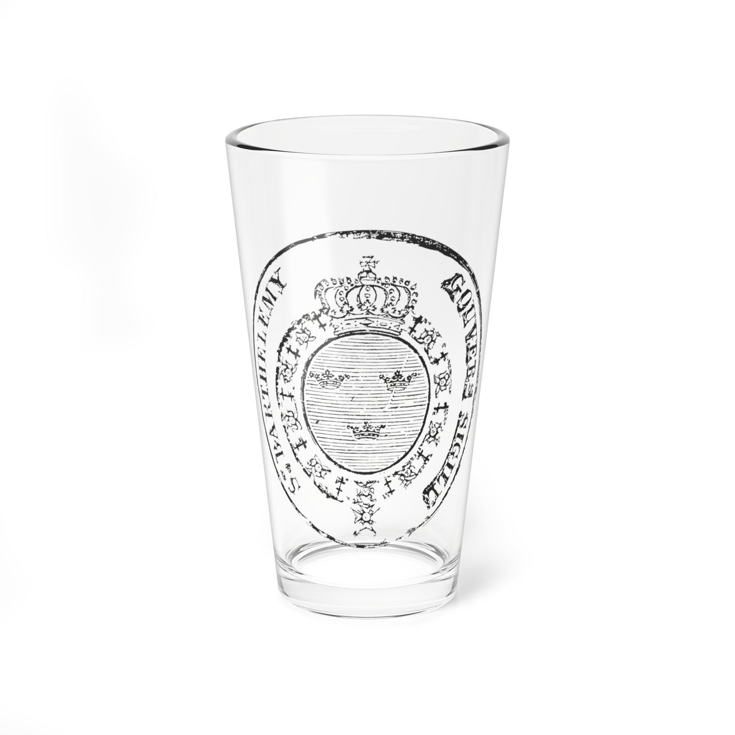 Seal of the Swedish colony of Saint Barthélemy 1784-1877 (Sweden) (Coat of Arms) Pint Glass 16oz