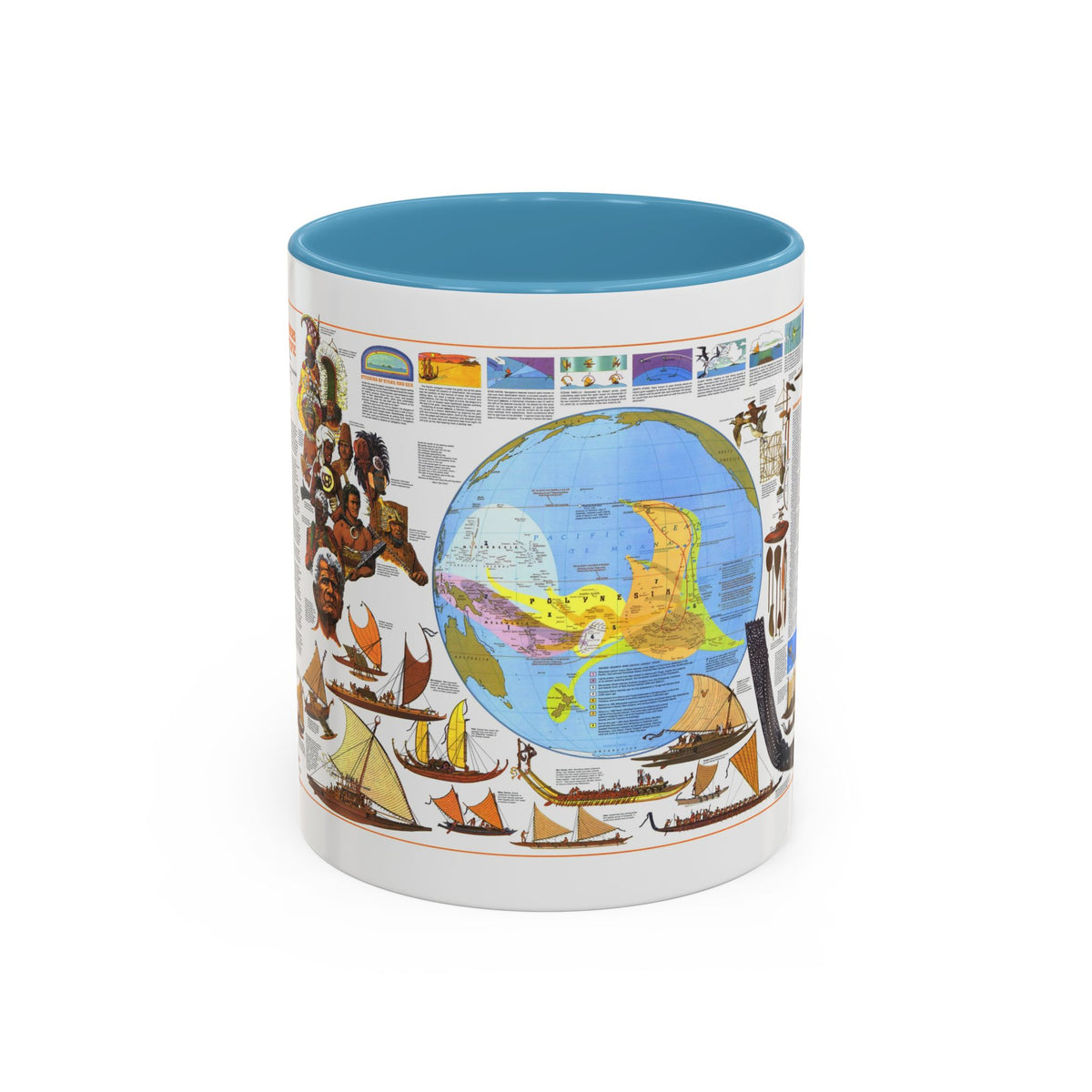 Pacific - Discoverers of the (1974) (Map) Accent Coffee Mug