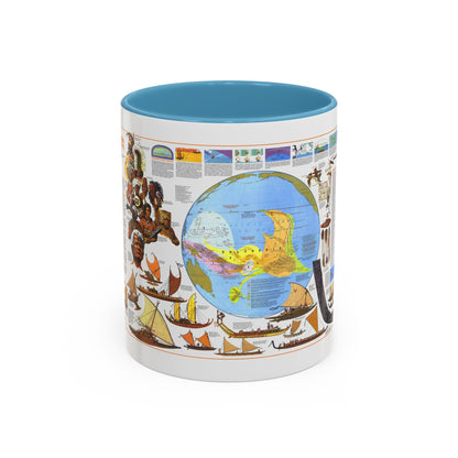 Pacific - Discoverers of the (1974) (Map) Accent Coffee Mug