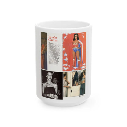 Lynda Carter #190 - Mag. Spread (Vintage Female Icon) White Coffee Mug-15oz-Go Mug Yourself