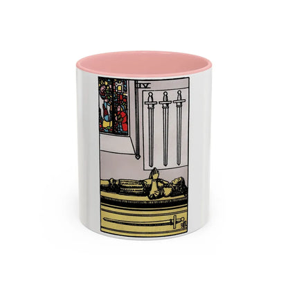 The 4 of Swords (Tarot Card) Accent Coffee Mug-11oz-Pink-Go Mug Yourself