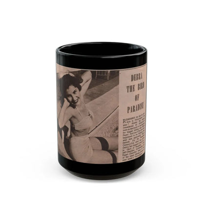 Debra Paget #519 - Magazine Clipping B&W Photo & Article from 1951 (Vintage Female Icon) Black Coffee Mug-15oz-Go Mug Yourself