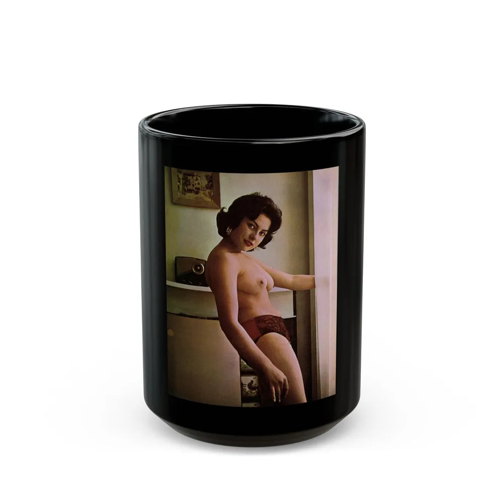 June Palmer #288 - Topless (Vintage Female Icon) Black Coffee Mug-15oz-Go Mug Yourself