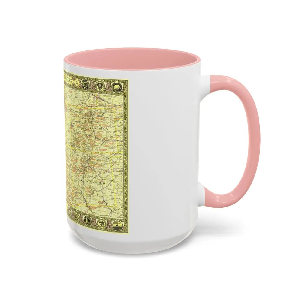 USA - Southwestern (1940) (Map) Accent Coffee Mug-Go Mug Yourself