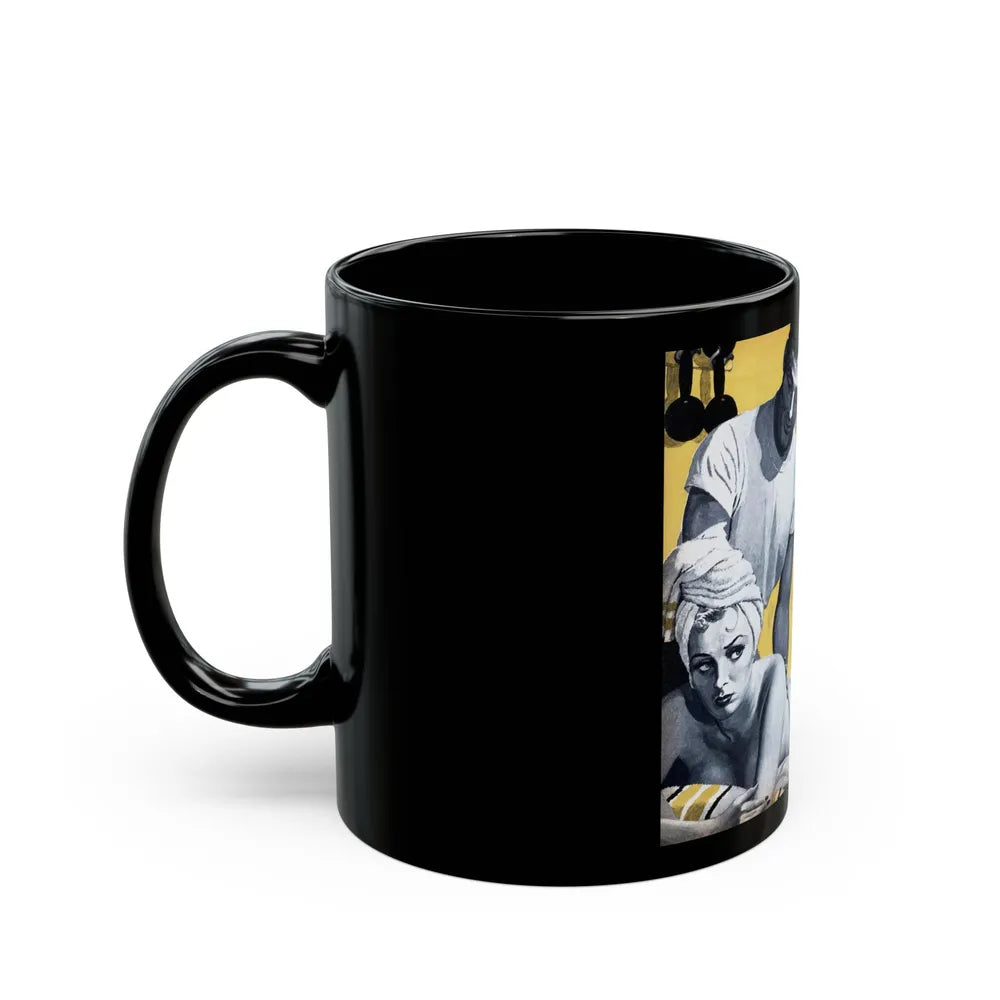 Handsome and the Body Beautiful, Cavalier, May 1958 - Black Coffee Mug-Go Mug Yourself