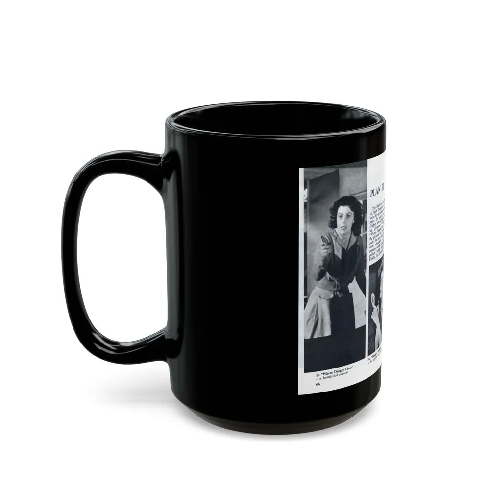 Faith Domergue #231 - [Pages 66 & 67] Pages 9 & 10 of 14+4 B&W Photos & Long Article on her from Pageant Digest Mag. April '51 (Vintage Female Icon) Black Coffee Mug-Go Mug Yourself