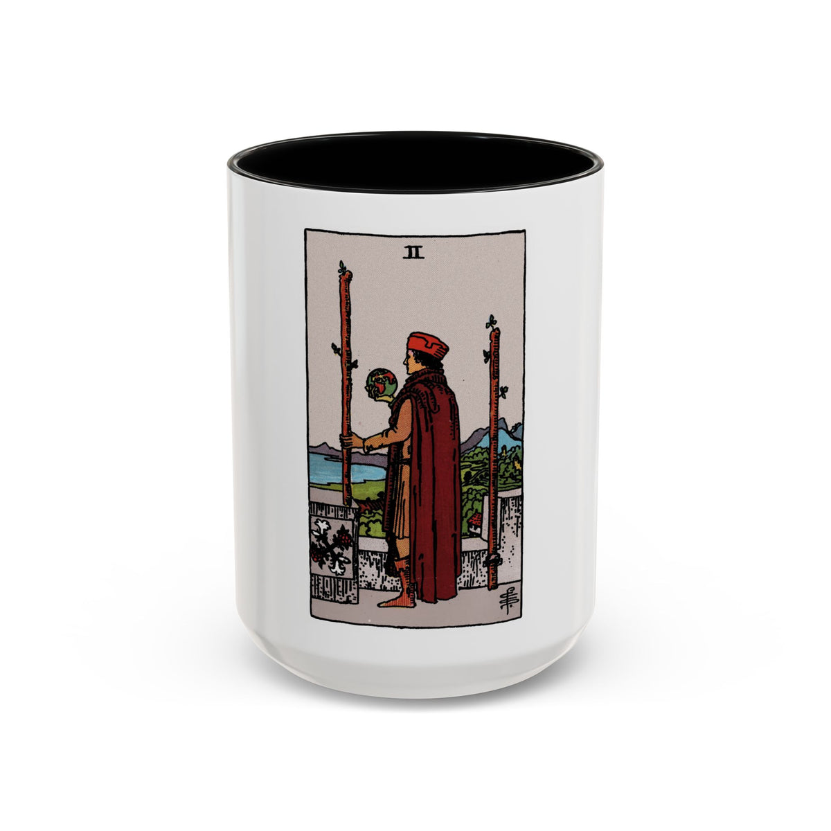 The 2 of Wands (Tarot Card) Accent Coffee Mug