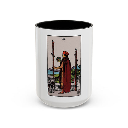 The 2 of Wands (Tarot Card) Accent Coffee Mug