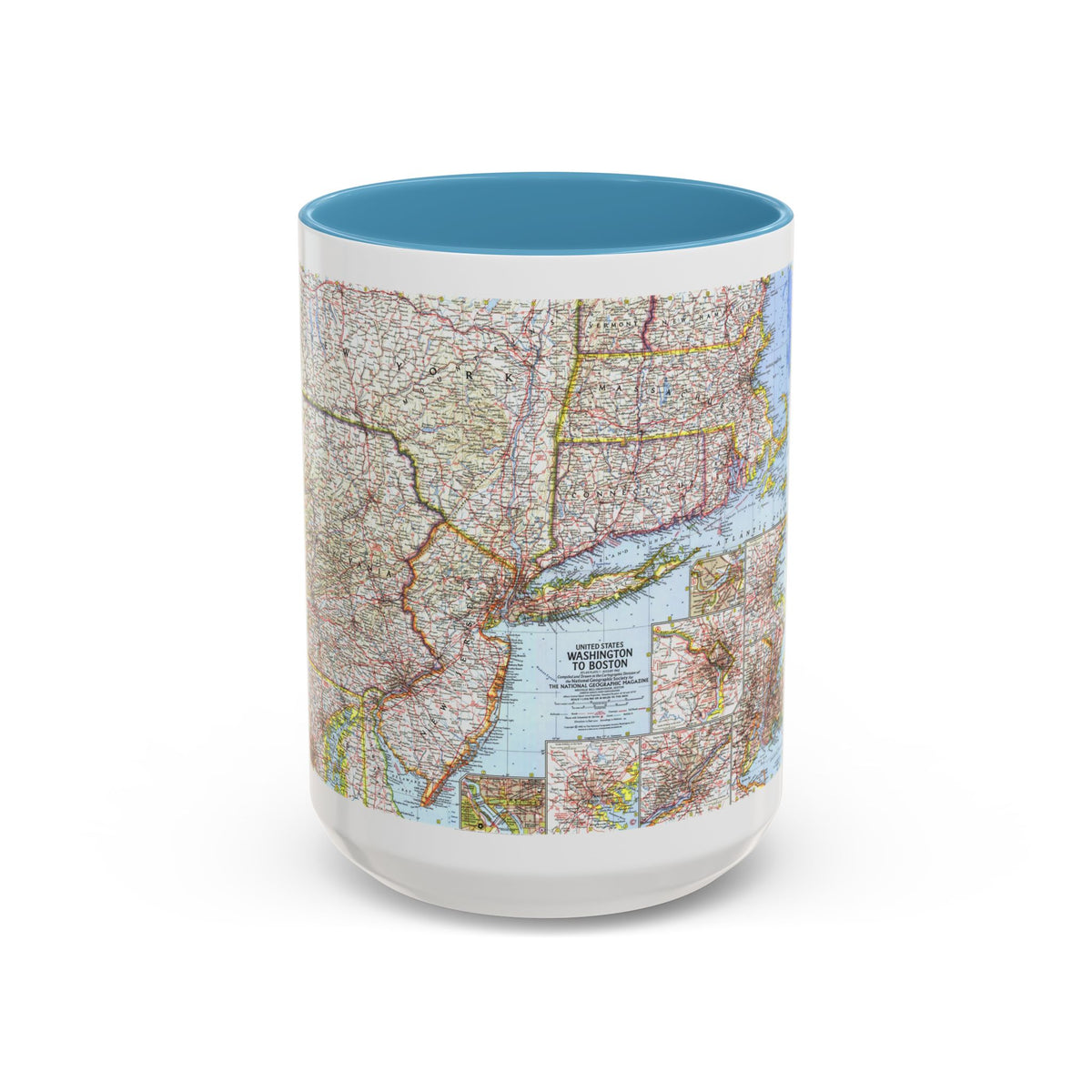 USA - Washington to Boston (1962) (Map) Accent Coffee Mug