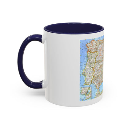 Spain and Portugal (1965) (Map) Accent Coffee Mug